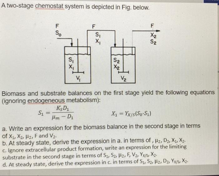 Solved A Two Stage Chemostat System Is Depicted In Fig Chegg