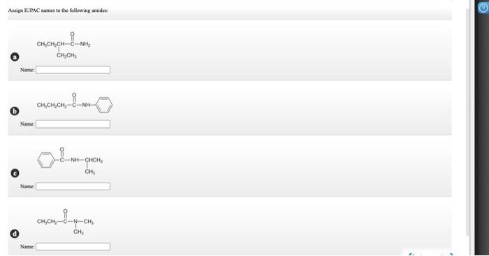 Solved Arsip IUPAC Names To The Following Amides Chegg
