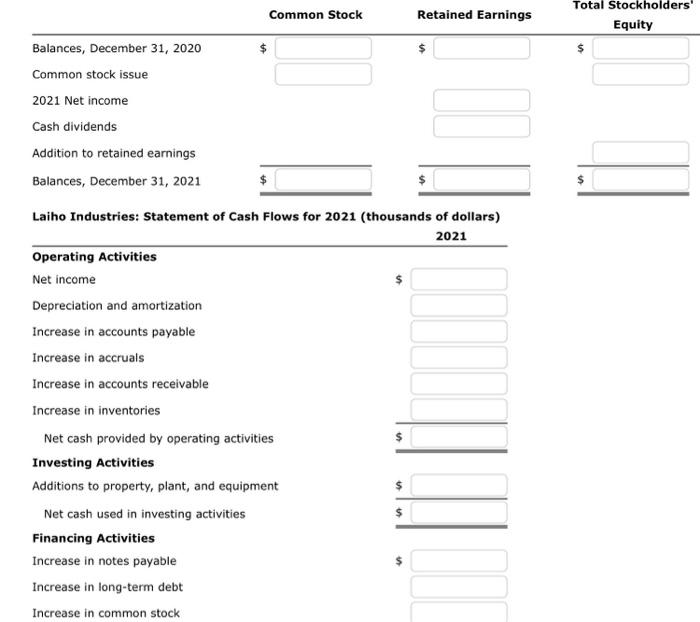 Solved Excel Activity Financial Statements Cash Flow And Chegg