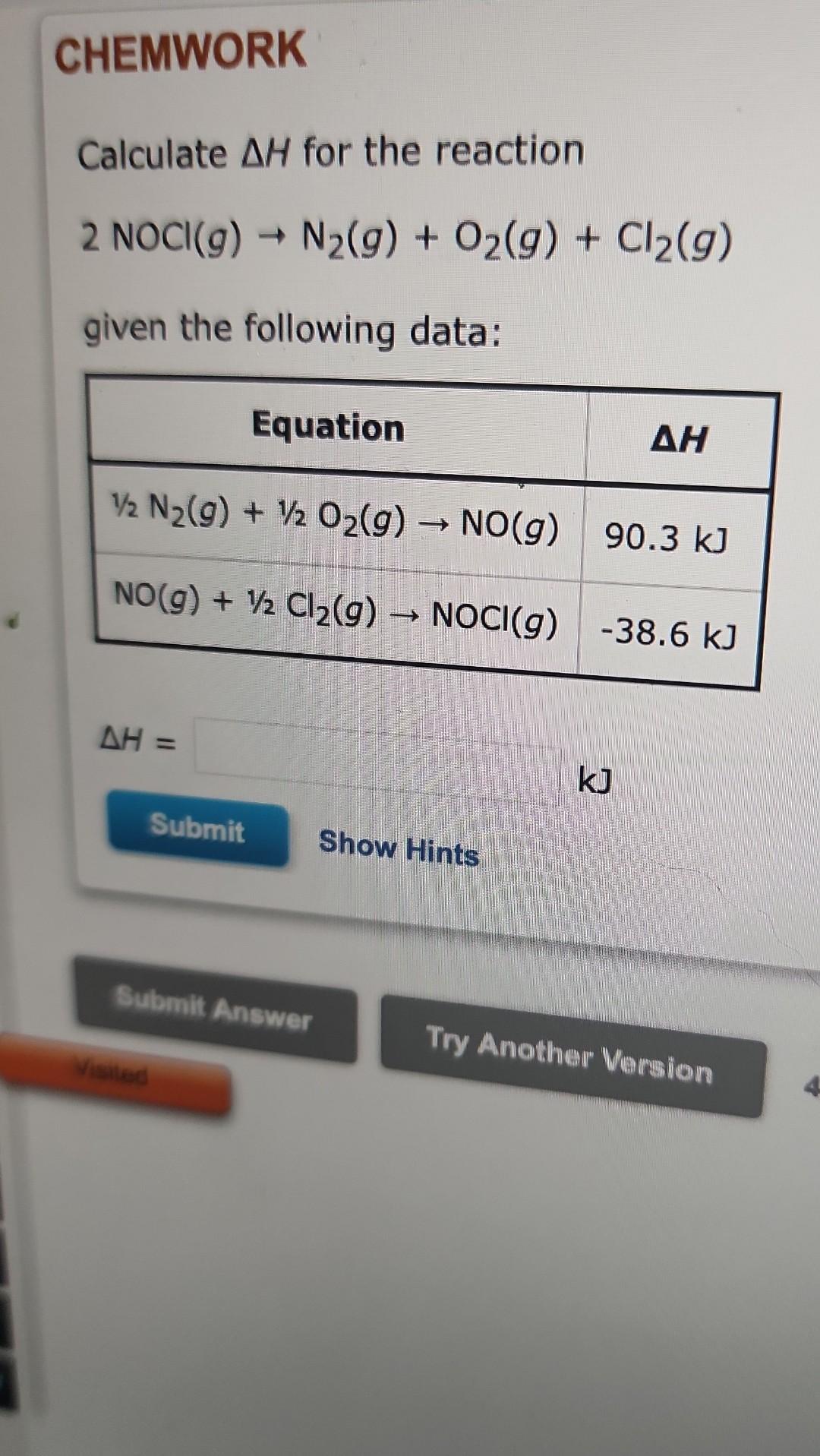 Solved Calculate ΔH for the reaction Chegg