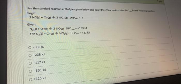 Solved Use The Standard Reaction Enthalpies Given Below And Chegg