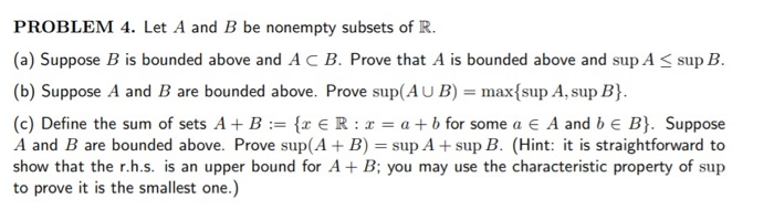 Solved PROBLEM 5 Let S And T Be Nonempty Subsets Of R And Chegg