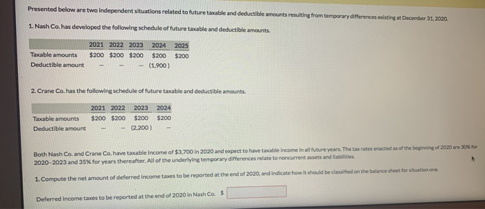 Solved Presented Below Are Two Independent Situations Chegg