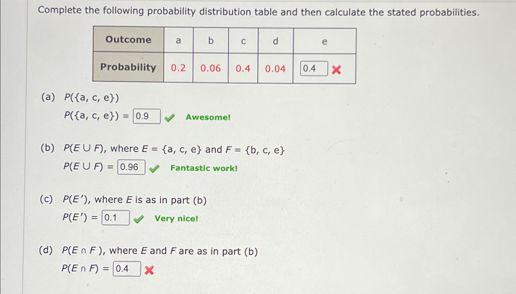 Solved Complete The Following Probability Distribution Table Chegg