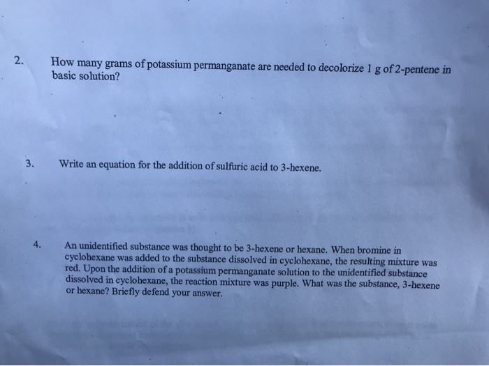 Solved How Many Grams Of Potassium Permanganate Basic Chegg