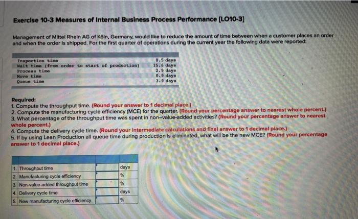 Solved Exercise Measures Of Internal Business Process Chegg