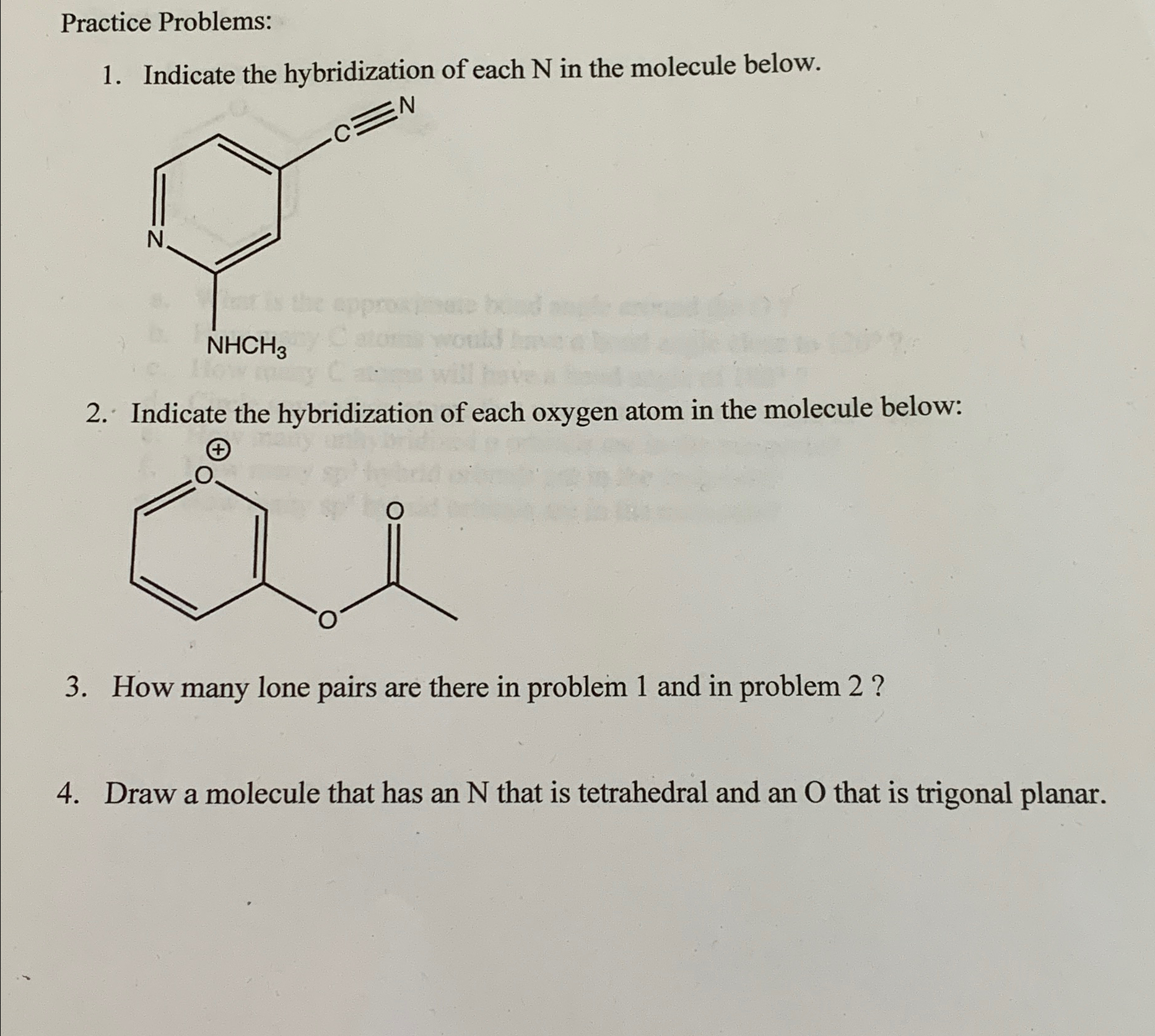 Solved Practice Problems Indicate The Hybridization Of Each Chegg