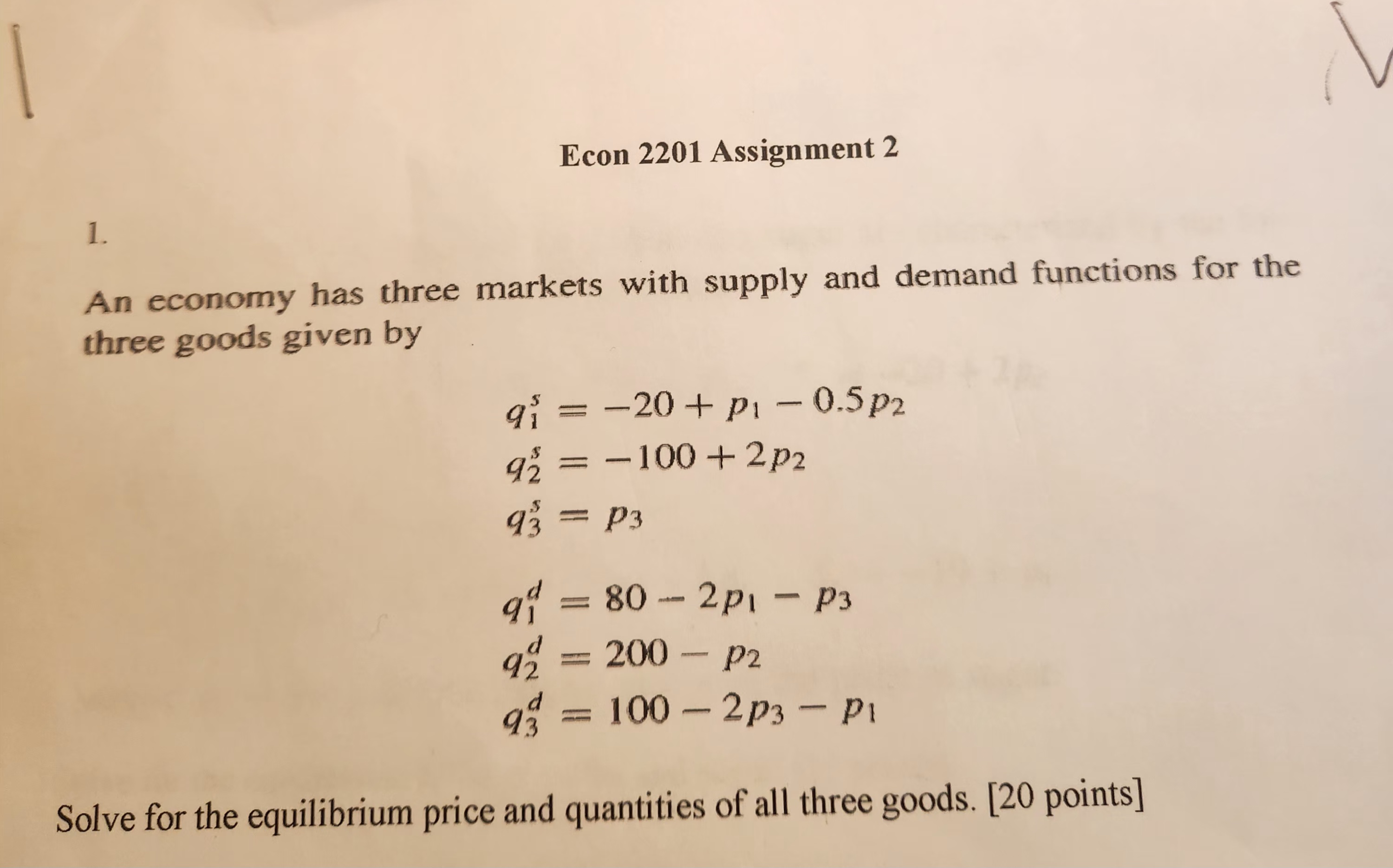 Solved Econ Assignment An Economy Has Three Markets Chegg