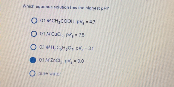 Solved Which Aqueous Solution Has The Highest Chegg