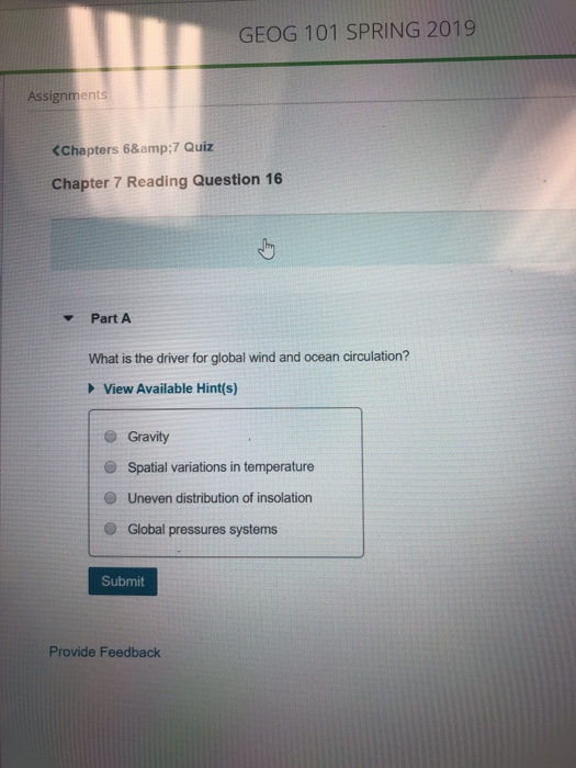 Solved: GEOG 101 SPRING 2019 Assignmen | Chegg.com