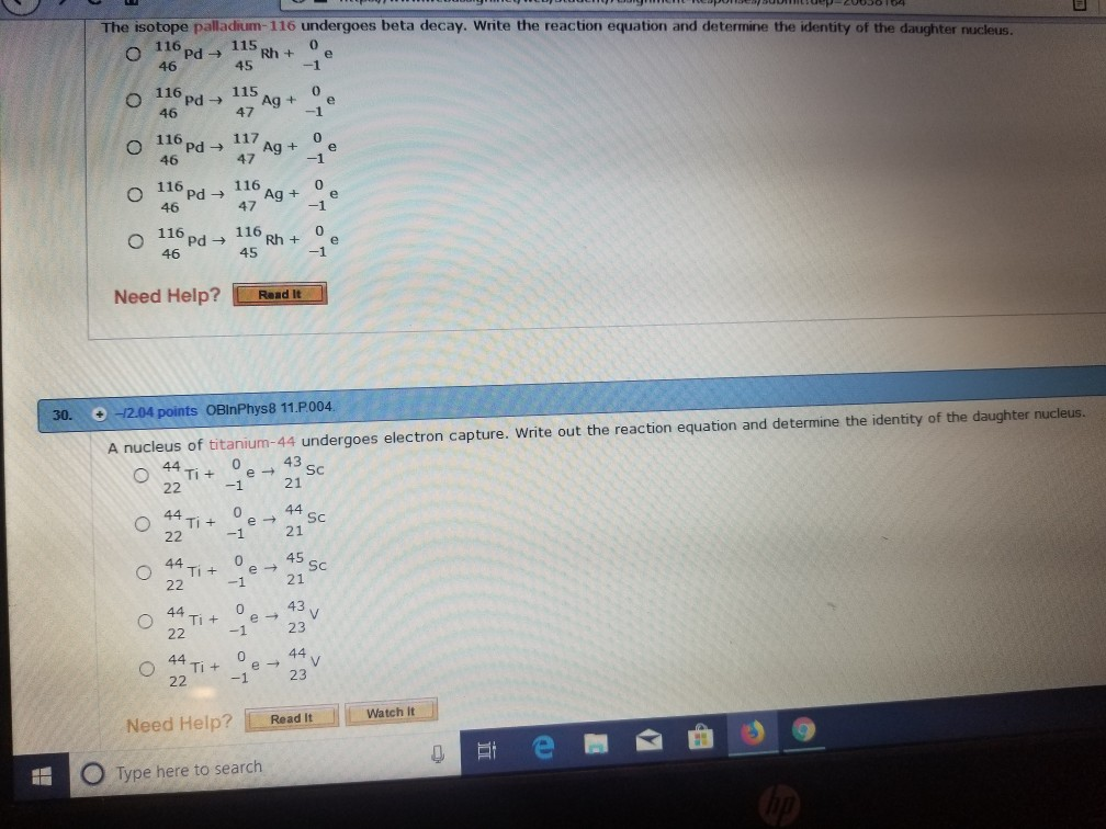 Wr Isotope ... Solved: Palladium-116 Decay. The Undergoes Beta