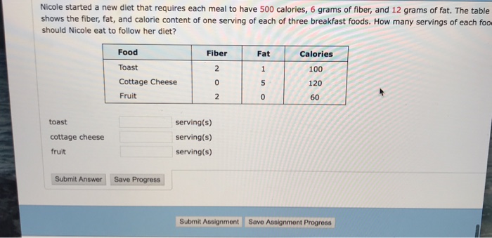 Solved Nicole Started A New Diet That Requires Each Meal