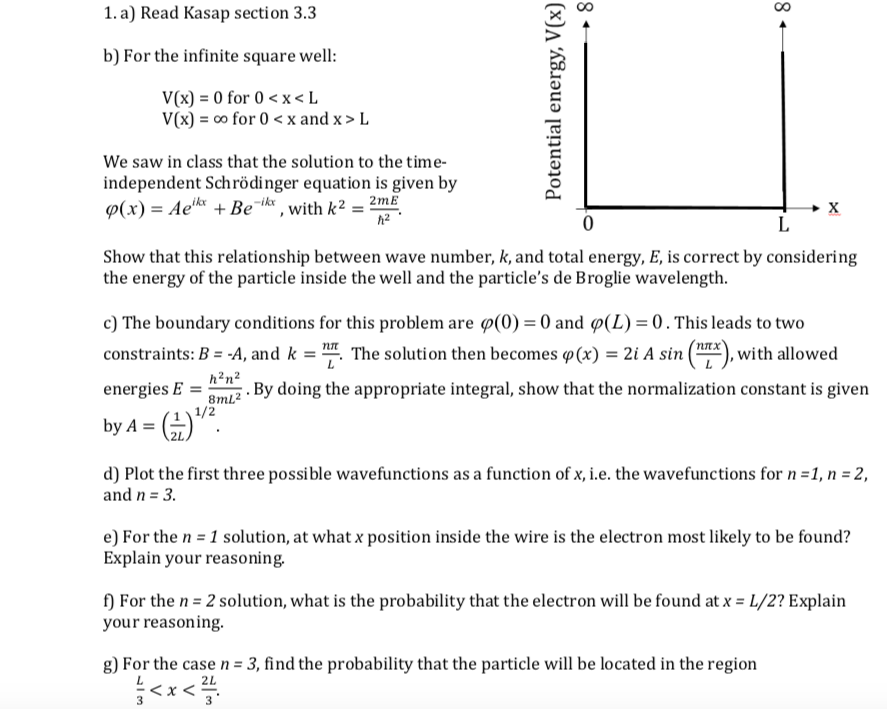 Solved 1 A Read Kasap Section 3 3 B For The Infinite S Chegg Com