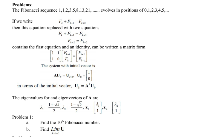Solved Problems The Fibonacci Sequence 1 1 2 3 5 8 13 21 Chegg Com