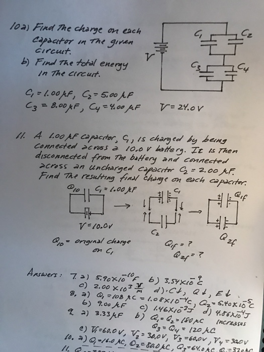 A Find The Charge On Each Capacitor In The Given Chegg Com