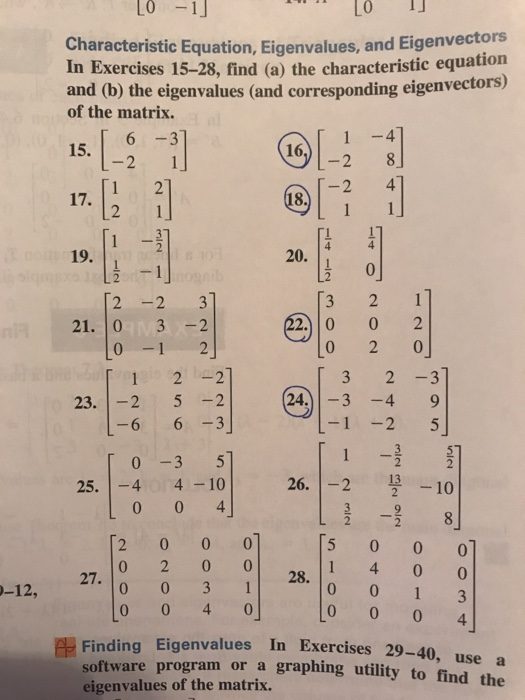 Solved 01 Lo Characteristic Equation Eigenvalues And Ei Chegg Com