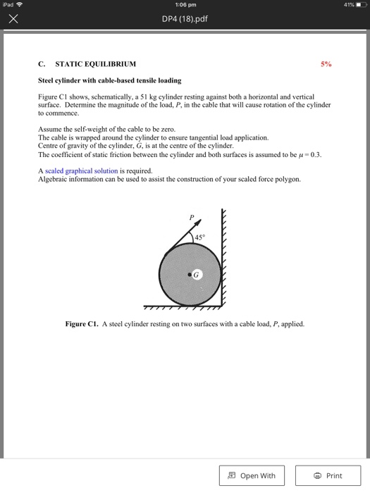 Solved Pad 1:06 pm DP4 (18).pdf C. STATIC EQUILIBRIUM 5%