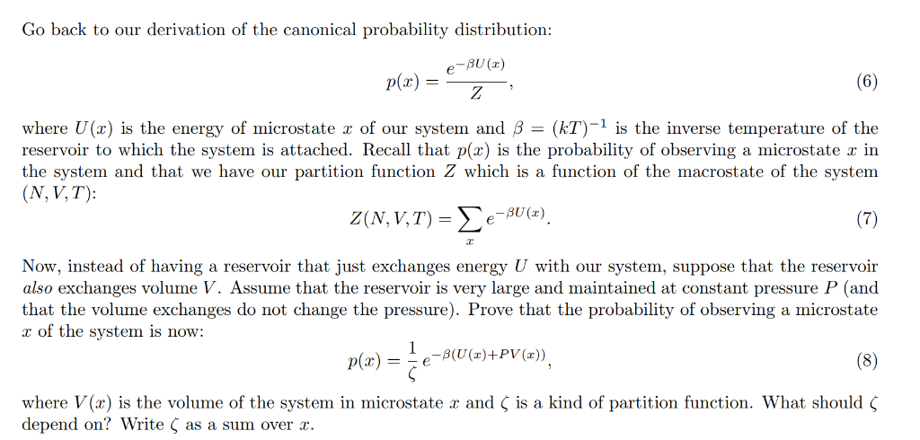 Solved Go Back To Our Derivation Of The Canonical Probabi Chegg Com