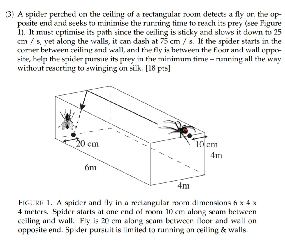 Solved On The Op 3 A Spider Perched On The Ceiling Of