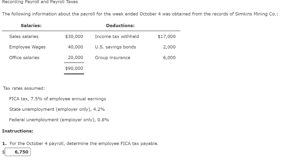 Recording Payroll And Payroll Taxes The Following | Chegg.com