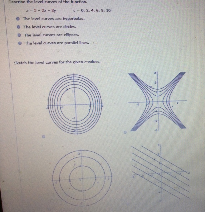 Solved Describe The Level Curves Of The Function Z 5 2x 3y Chegg Com