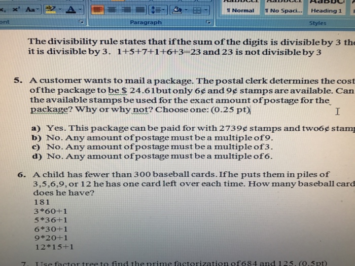 Solved The Divisibility Rule States That If The Sum Of Th