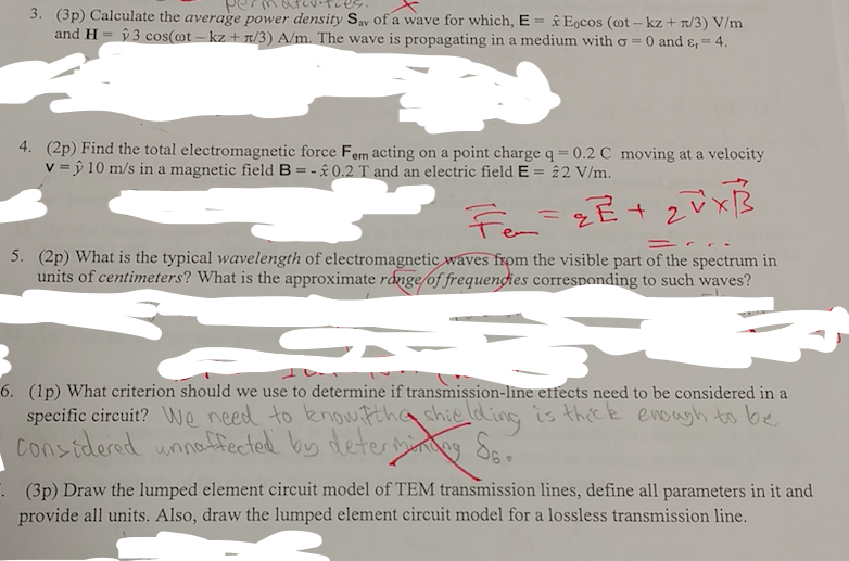 Solved 3 3p Calculate The Average Power Density Sav Of Chegg Com