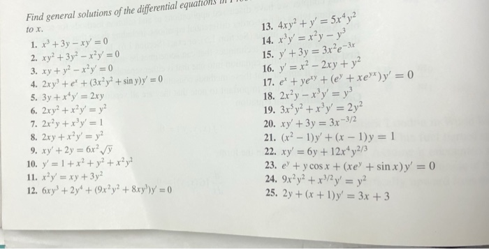 Solved Find General Solutions Of The Differential Equatio Chegg Com