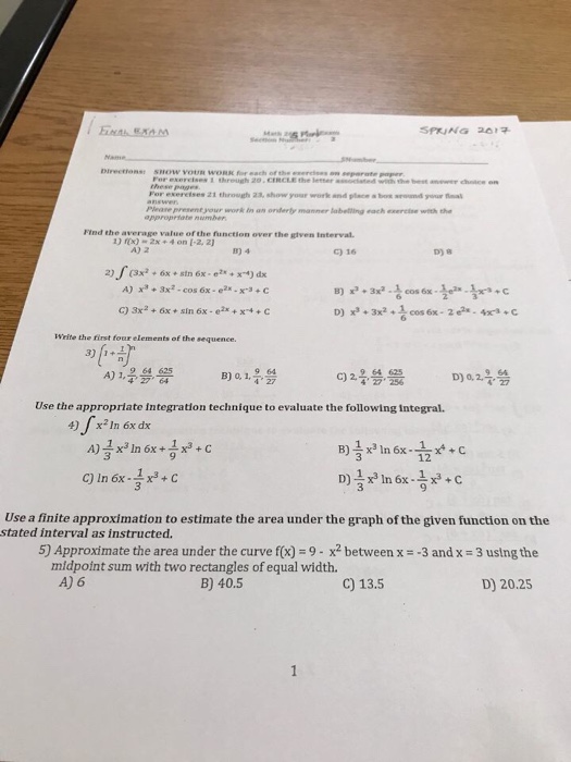 Solved Find The Average Value Of The Function Over The Gi Chegg Com