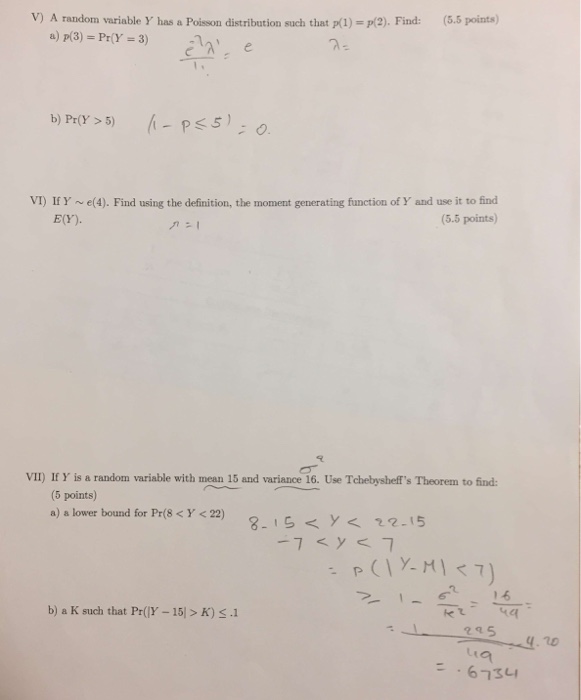 Solved V A Random Variable Y Has A Poisson Distribution Chegg Com