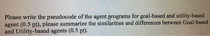 Solved Please Write The Pseudocode Of The Agent Programs Chegg Com