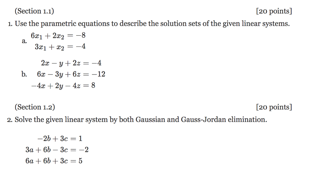 Section 1 1 Points 1 Use The Parametric Chegg Com