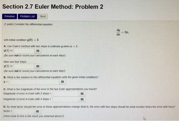 Solved Consider The Differential Equation Dy Dx 2x With Chegg Com