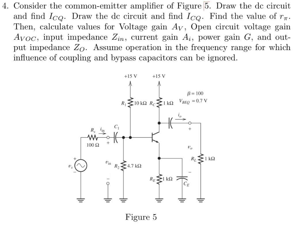 Solved Consider The Common Emitter Amplifier Of Figure 5 Chegg Com