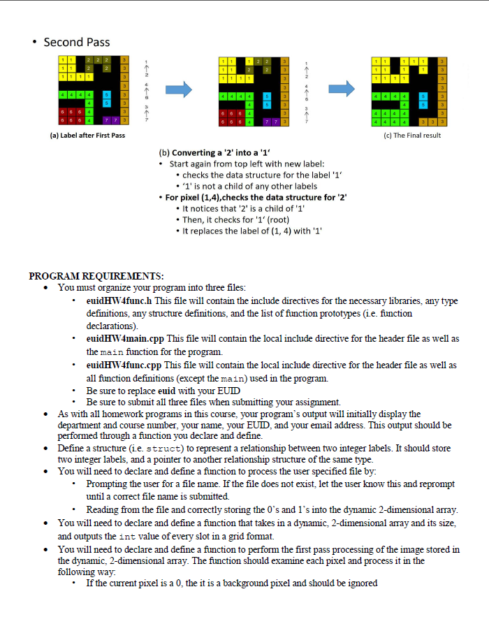 Second Pass (c) The Final result (a) Label after First Pass (b) Converting a 2 into a 1 Start again from top left with ne