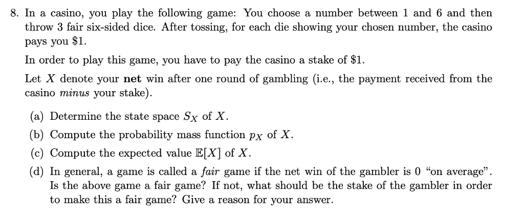Solved Consider the following casino game. A person pays $1