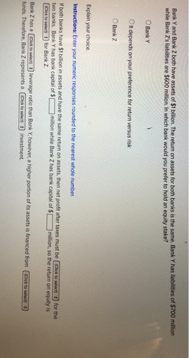 Solved Bank Y And Bank Z Both Have Assets Of 1 Billion