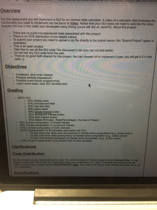 solved for this assignment you will implement a gui for a