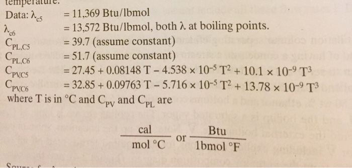 Solved Tempelature Data Ns 11 369 Btu Lbmol 13 572 Chegg Com