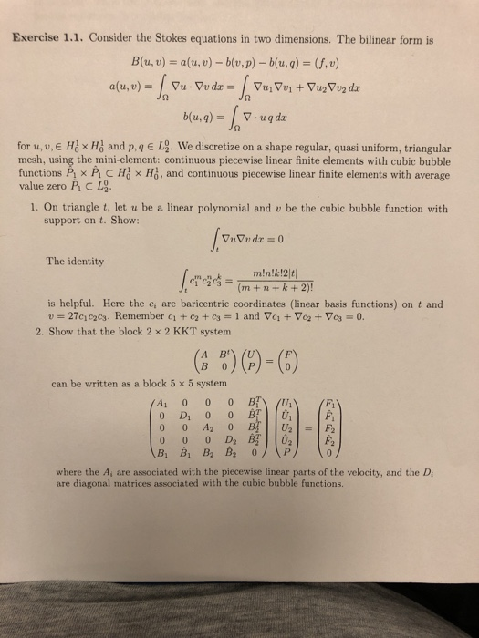 Exercise 1 1 Consider The Stokes Equations In Two Chegg Com