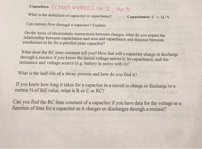 Solved Capacitors Chod Videos Lo 2 O What Is The Chegg Com