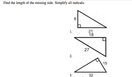 Find The Length Of The Missing Side Simplify All Chegg 