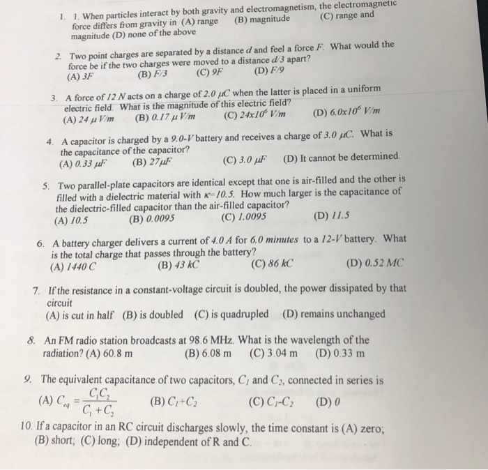 Solved 1 1 When Particles Interact By Both Gravity And Chegg Com