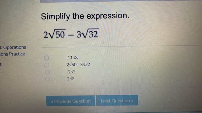 Solved Simplify The Expression 2 Squareroot 50 3 Chegg Com