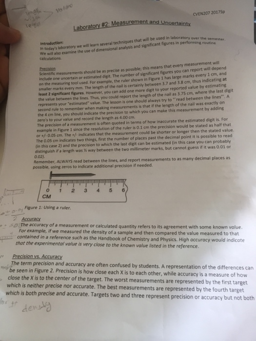 Cven207 2017sp 2 Measurement And Uncertainty Be Used Chegg Com