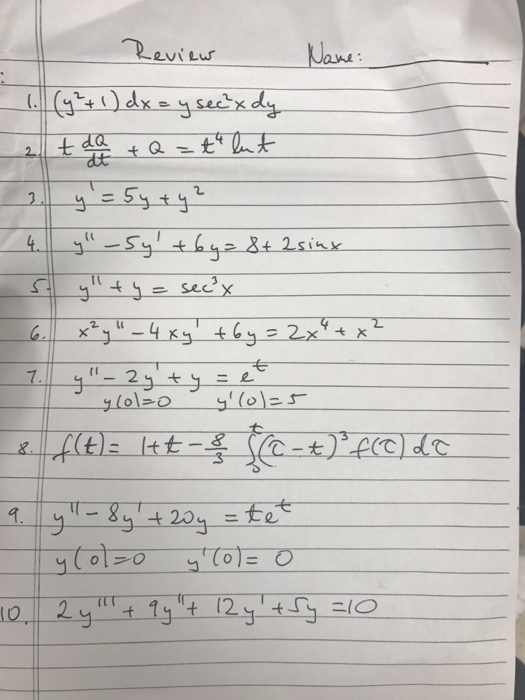 Solved Y 2 1 Dx Y Sec 2 X Dy T Dq Dt Q T 4 Ln T Chegg Com