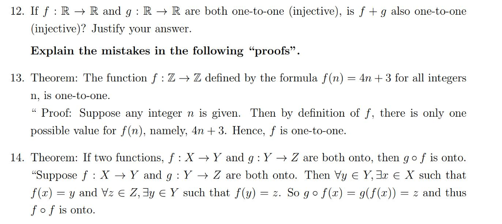 Solved 12 If F R R And G R R Are Both One To One Chegg Com