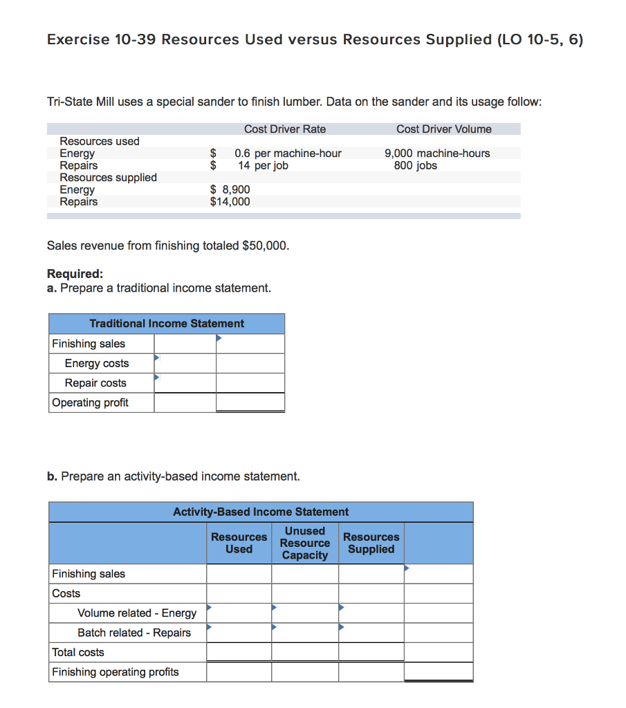 Solved Exercise 10 39 Resources Used Versus Sup Exercise 10 39 Resources Used Versus Supplied Lo 5 6