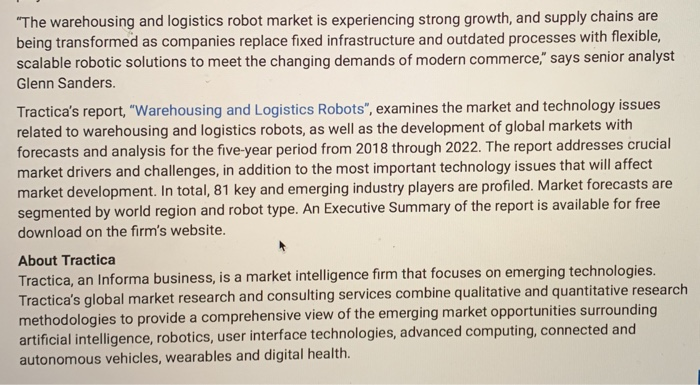 The warehousing and logistics robot market is experiencing strong growth, and supply chains are being transformed as companie