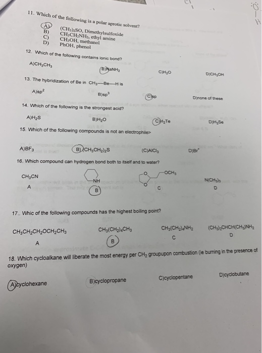 Solved 11. Which Of The Following Is A Polar Aprotic | Chegg.com Solved 11. Which Of The Following Is A Polar Aprotic | Chegg.com